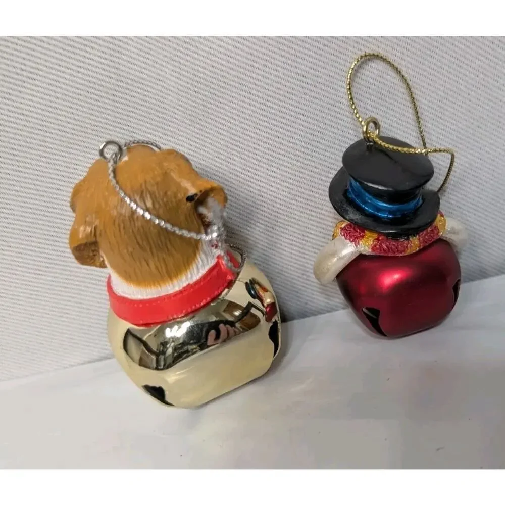Jingle Bell Set Of 2 Ornaments Beagle And Snowman I Love My Dogs
